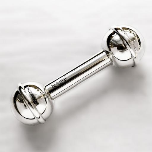 Sterling Silver Baby Rattle with free engraving