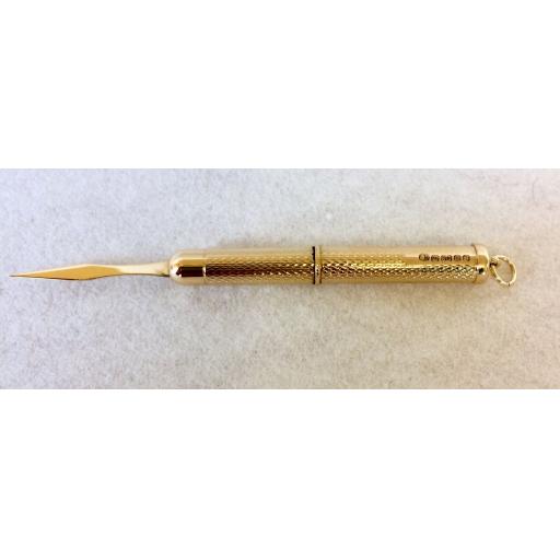 9ct Gold Toothpick engine turned or plain