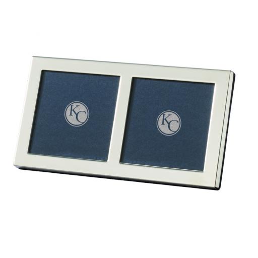 Slimline Double Square Photo Frame - Sterling Silver